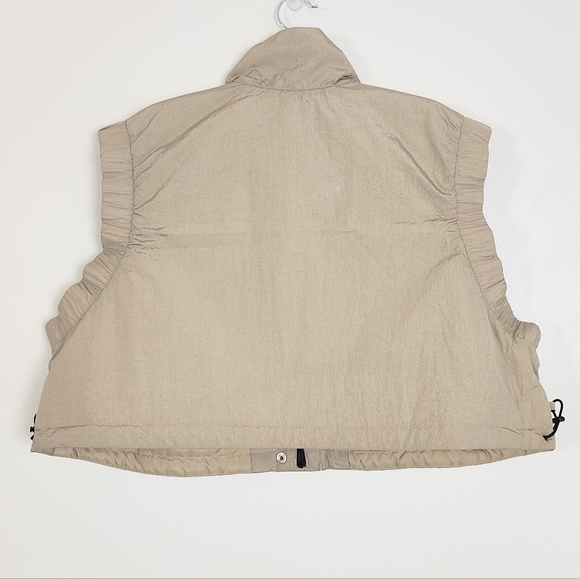 Adidas Women's XL City Escape Crop Vest Jacket Blanch Cargo Sporty Brown Zip - Picture 7 of 13